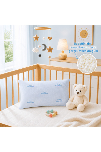 SEVHOME CONCEPT Dinlendirici Bebek Yastık, Visco Dolgulu- 30x50 cm - Rahat Uy...