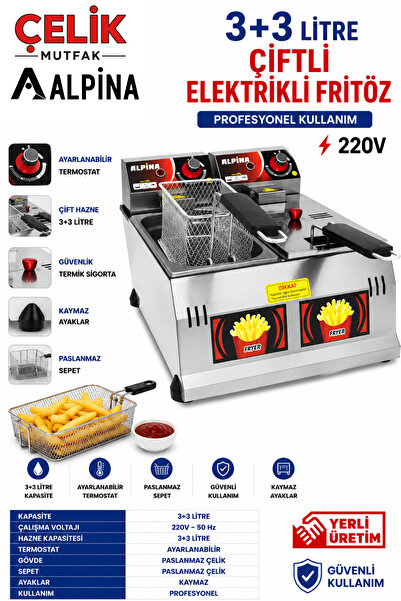 ALPİNA MUTFAK Alpina Fritöz Elektrikli Patates Kızartma Makinesi Büfe Tipi 22...