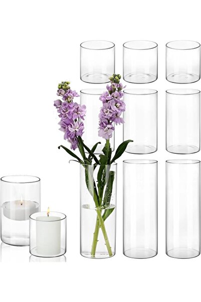 GENERAL CUCUMI 9 Pack Glass Cylinder Vase 4, 8,12 Inch Tall Clear Vases for W...