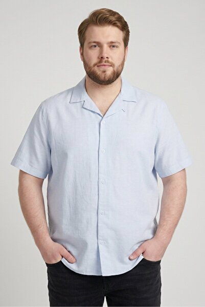 Bruno Men Regular Fit Plain Short Sleeve Casual Shirt, Blue