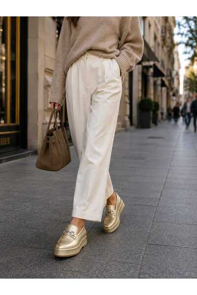 Oneka Shoes Kadın Günlük Loafer Tokalı Altın Rugan 020926KLARSY1023