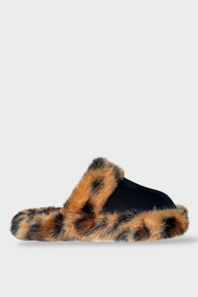 Jagulep Plush Detailed Women's House Slippers Black