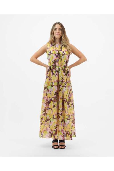 ElegantROSE Forsythia - Sleeveless Watercolor Floral Dress