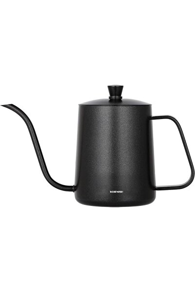 SCIENISH Black Stainless Steel Goose neck Pot With Lid 600ml