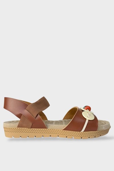 Jagulep Elastic Bead Detailed Casual Women's Sandals Taba