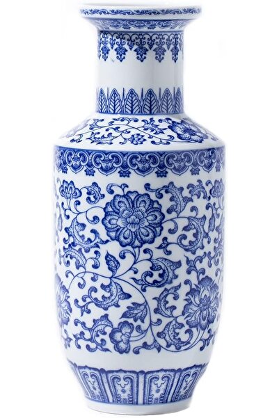 GENERAL Blue and White Chinoiserie Vase, Ginger Jar for Home Decor, Porcelain...