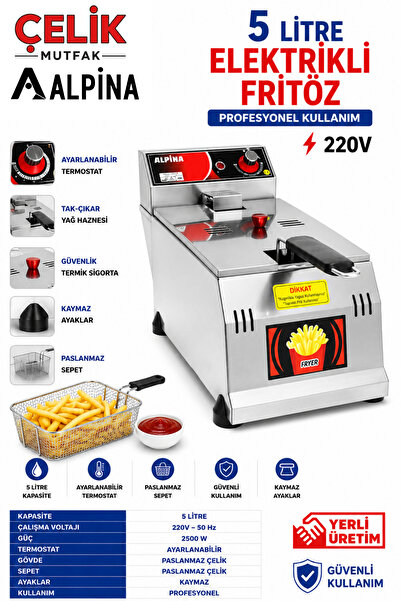 ALPİNA MUTFAK Alpina Fritöz Sanayi Tipi Elektrikli Patates Kızartma Makinesi ...