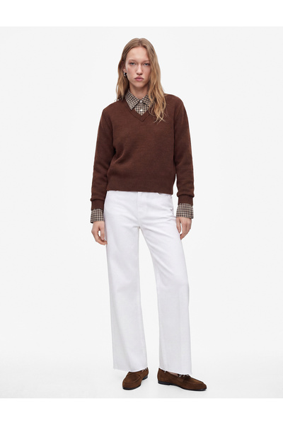 Koton Layered Shirt Collar Long Sleeve Knitwear Sweater