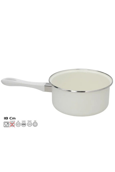 NN Oală Latorre cu mâner, emailată, 18 cm, 1.5 L, Albă