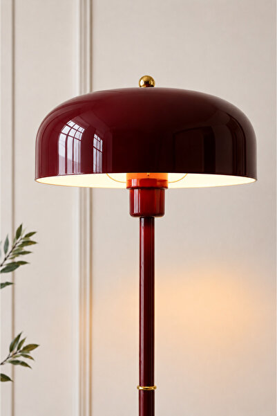 Luna Lighting Marlo Model Vişne Büyük Boy Bohem Lambader Metal Başlıklı Salon Yatak Odası Köşe Aydınlatma