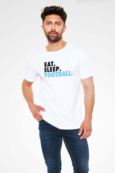 Darkhane Football Printed Unisex White T-Shirt - Tshirt
