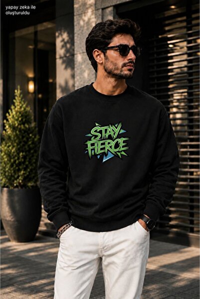 caddekombin Muška majica sa grafitnim printom "Stay Fierce" za biciklizam, le...