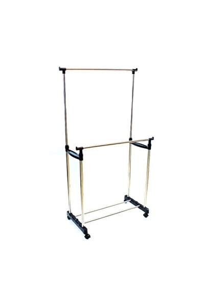 Aptel Suport dublu pentru umerase, inaltime reglabila, pe roti, metal+plastic...