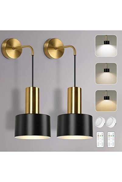 GENERAL Wall Sconces Set of Two,TIKHOME Black & Gold Dimmable Wall Lamps with...