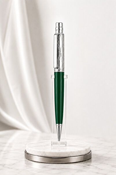 TIMERA قلم أخضر وفضي بتصميم معدني أنيق وآلية ضغط -TIMERA Green & Silver Metal...