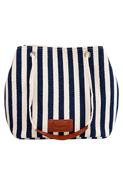 ANEMOSS Navy Blue Striped Crossbody Travel Bag