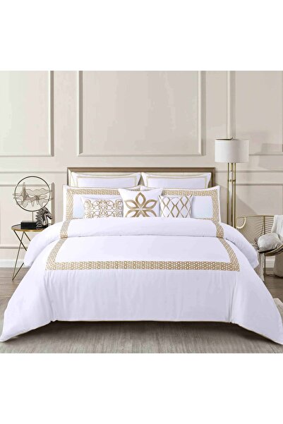 Orange Bed & Bath Folia | طقم لحاف قطن 100% مزدوج مطرز 8 قطع