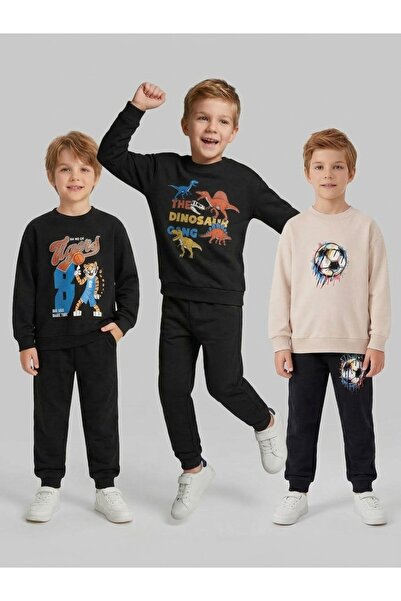 Derays Pamuklu Erkek Çocuk Eşofman Takımı 3'lü Set