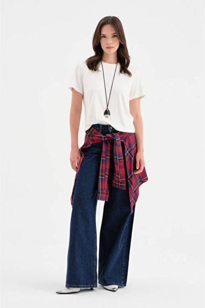 tw3 Women's Waist Plaid Shirt Fabric Removable Design Jeans as Per Request