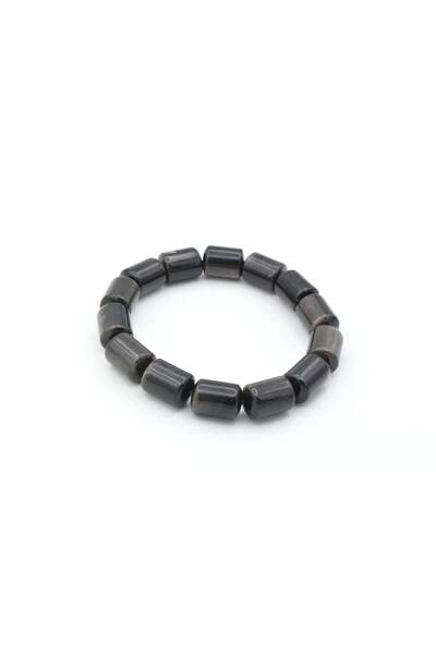 Murty99 Genuine Natural Capsule Model Silver Obsidian Bracelet