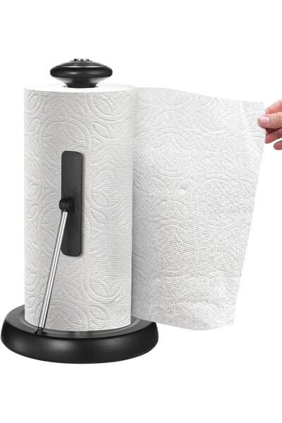 DURKU Paper Towel Holder, Standing Kitchen Towel Dispenser with Spring Arm, S...