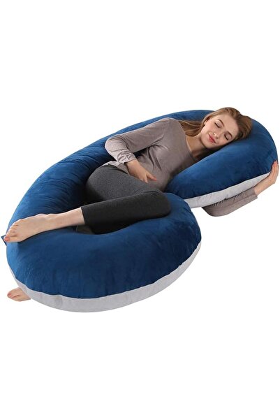 Yelajoy C-Shaped Pregnancy Pillow,Blue Full Body Support Cushion