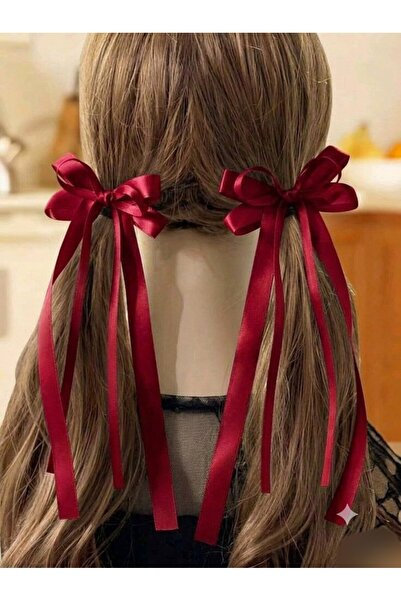 Shiklik Ribbon Bow Hair Clip Set of 2 - Long Ribbon Clip