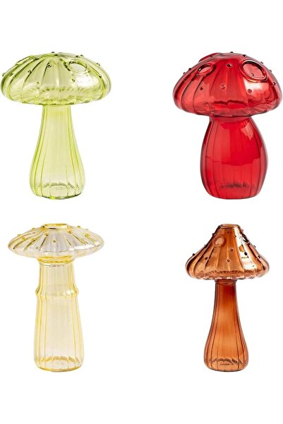 GENERAL 4 PCS Hydroponics Plants Vases, Delicate Mushroom Glass Bud Vases, Mu...