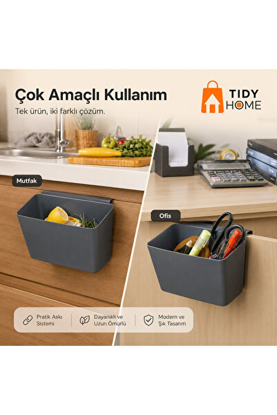 Tidy Home Pratik Askılı Çok amaçlı Düzenleyici - Mutfak Ofis Tezgah Önü Çöp k...