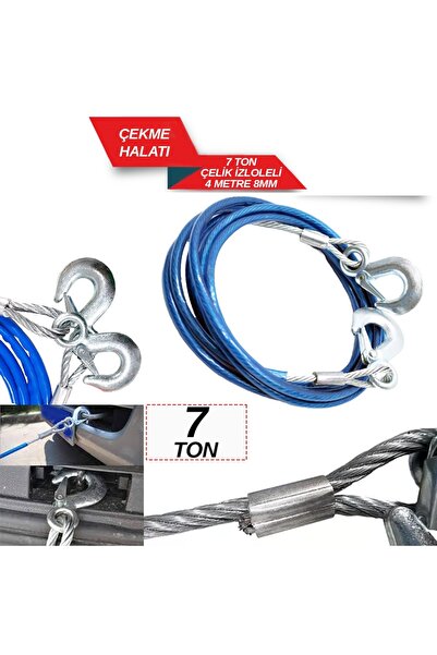 REPLAX Çekme Halatı 7 Ton Çelik İzoleli 4 Mt 8mm 1720507