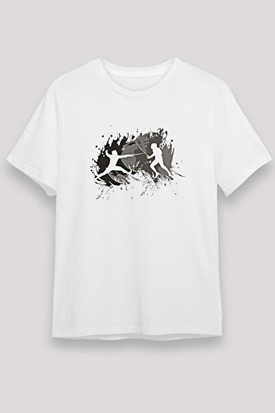 Darkhane Fencing Printed Unisex White T-Shirt - Tshirt