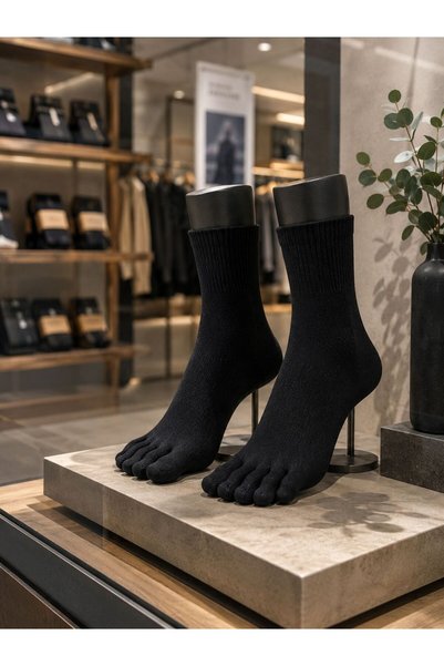 BY BNN SOCKS Bambu Yıkamalı Koku ve Mantarı Önleyen 6'lı Paket Parmaklı Çorap