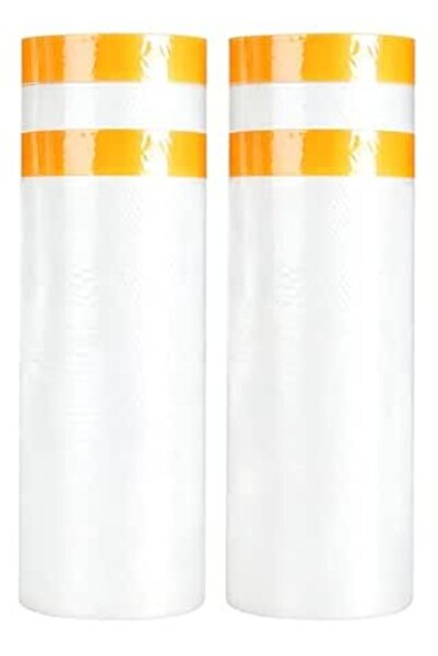Generic Plastic Dust Cover Sheet, 2 Roll Masking Tape Film Tape for Decoratin...