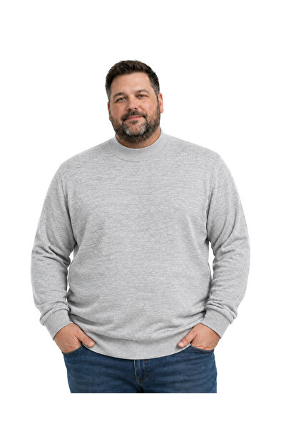 BattalModa سترة تريكو نصفية باللون الرمادي للرجال مقاس كبير 3XL-4XL-5XL-6XL
