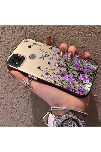 PATTERNOVA Redmi 9C/10A Uyumlu Mor Vahşi Çiçek Dal Desen Sert Kılıf, Çizilmey...