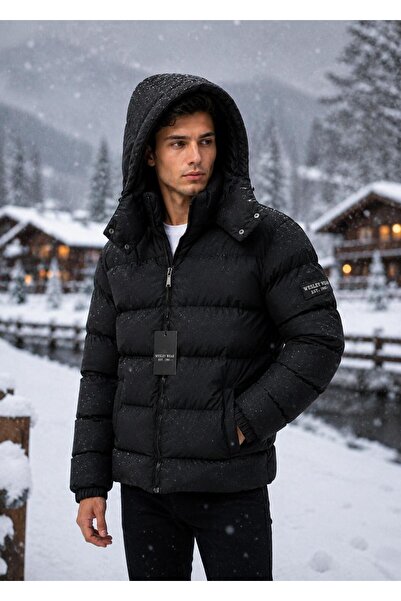 wesley wear Men's Removable Hooded Puffy Coat