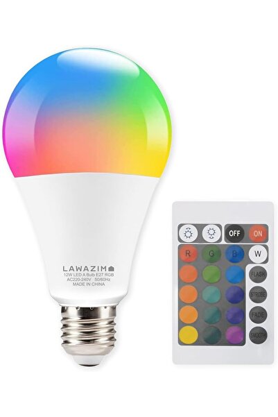 Lawazim لمبة LED بقوة 12 واط A80 E27-3000-7000K RGB - إضاءة متغيرة الألوان مع...