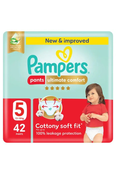 Pampers حفاضات بانتس مقاس (5) عبوة العناية الفائقة الضخمة 42 قطعة