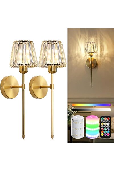 GENERAL Crystal Wall Sconces, Rechargeable Wall Lights, 5200mAh Battery-Power...