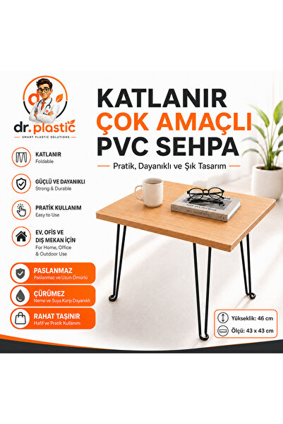 dr.plastic Katlanır Portatif PVC Sehpa Çok Amaçlı Pratik Masa Mobilya