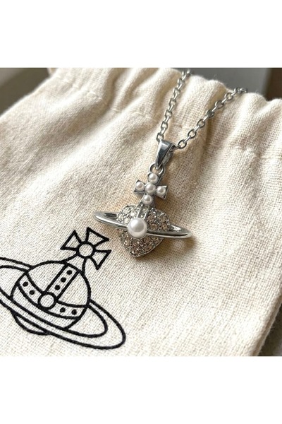 Heda Jewelry İncili Orbital Kolye - Çelik Satürn Nana Osaki İlhamlı Kolye