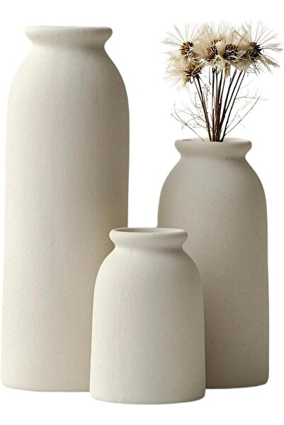 GENERAL Modern Ceramic Vase Set, 3 Pieces, Decorative Flower Vases for Living...
