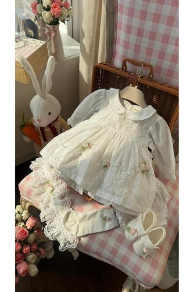 sunshine boutique15 بكج مواليد ابيض ربطه دانتيل يلبس مواليد لعمر 4 اشهر