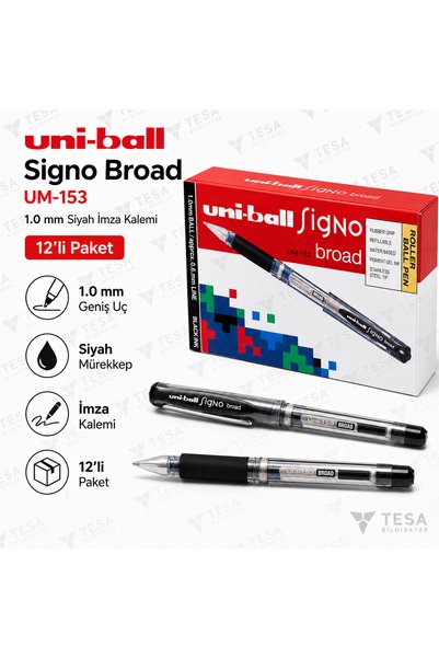 UNİ-BALL İmza Kalemi Jel Um-153 Siyah 12'li