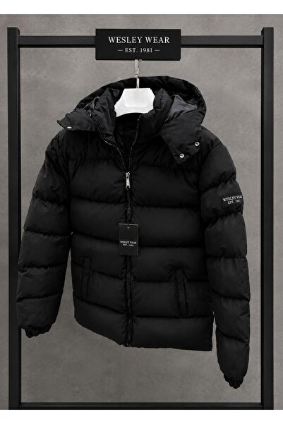 wesley wear Men's Removable Hooded Puffy Coat