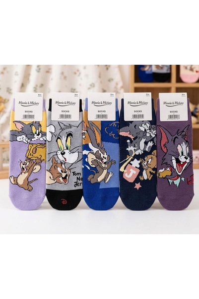 Generic Brand Tom and Jerry Cartoon Character Socks 12 Pairs