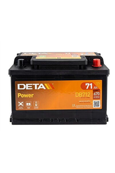EXIDE DETA Power DB712 12V 71Ah 670A Alçak Tip (LB3) Oto Aküsü
