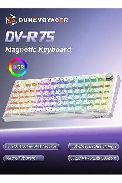 DuneVoyager لوحة مفاتيح ألعاب سلكية مغناطيسية R75 لألعاب FPS/MOBA، مع خاصية R...