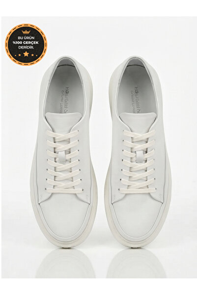 CRC AYAKKABI Crc White Stylish 100% Genuine Leather Sneakers Sole Casual Shoes