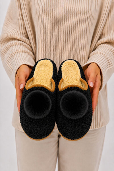 FootFrenzy Women's Plush House Slippers with Pompoms, Soft Furry, Warm Soled,...